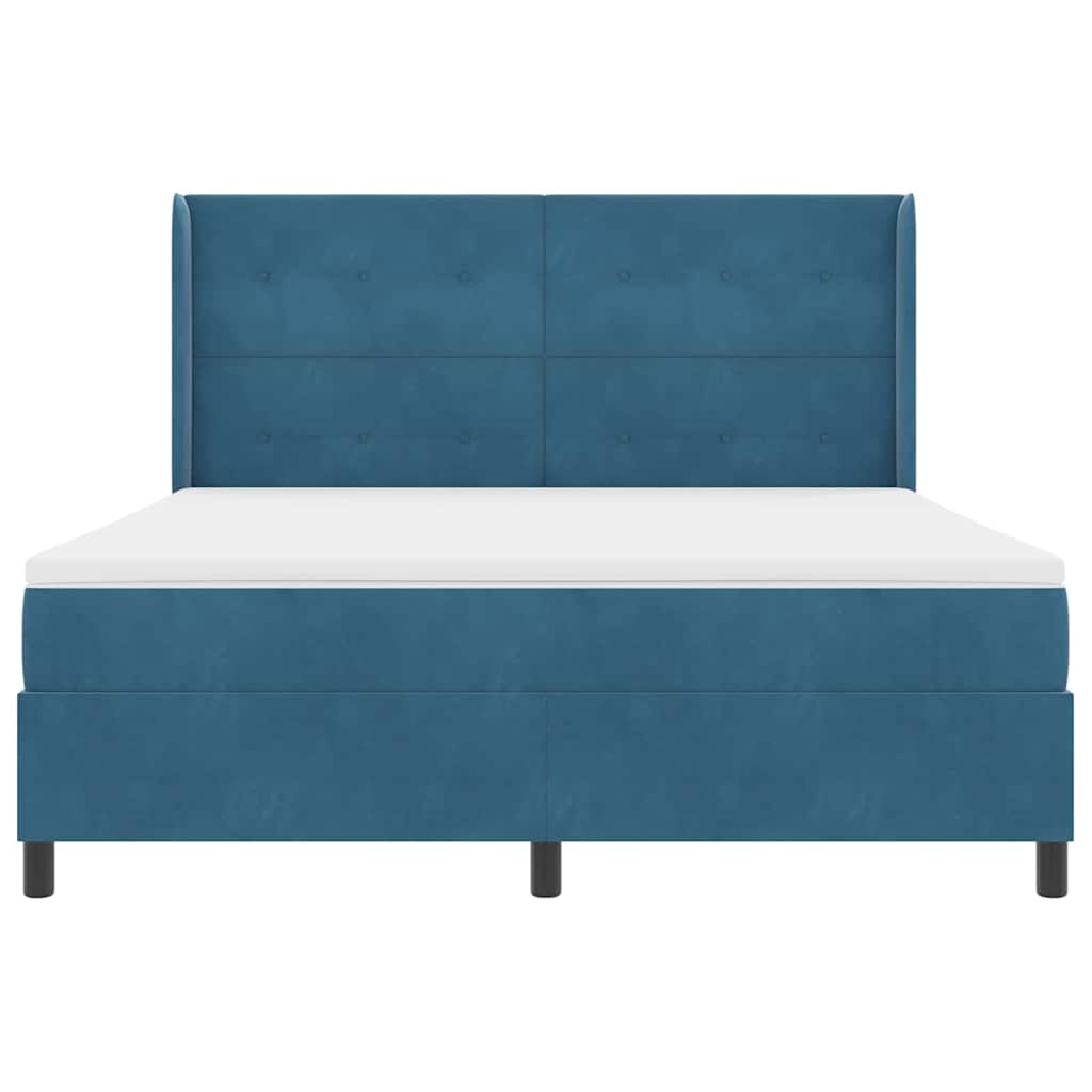 Box spring seng med hovedgærde Blå 180 x 200 cm Fløjl