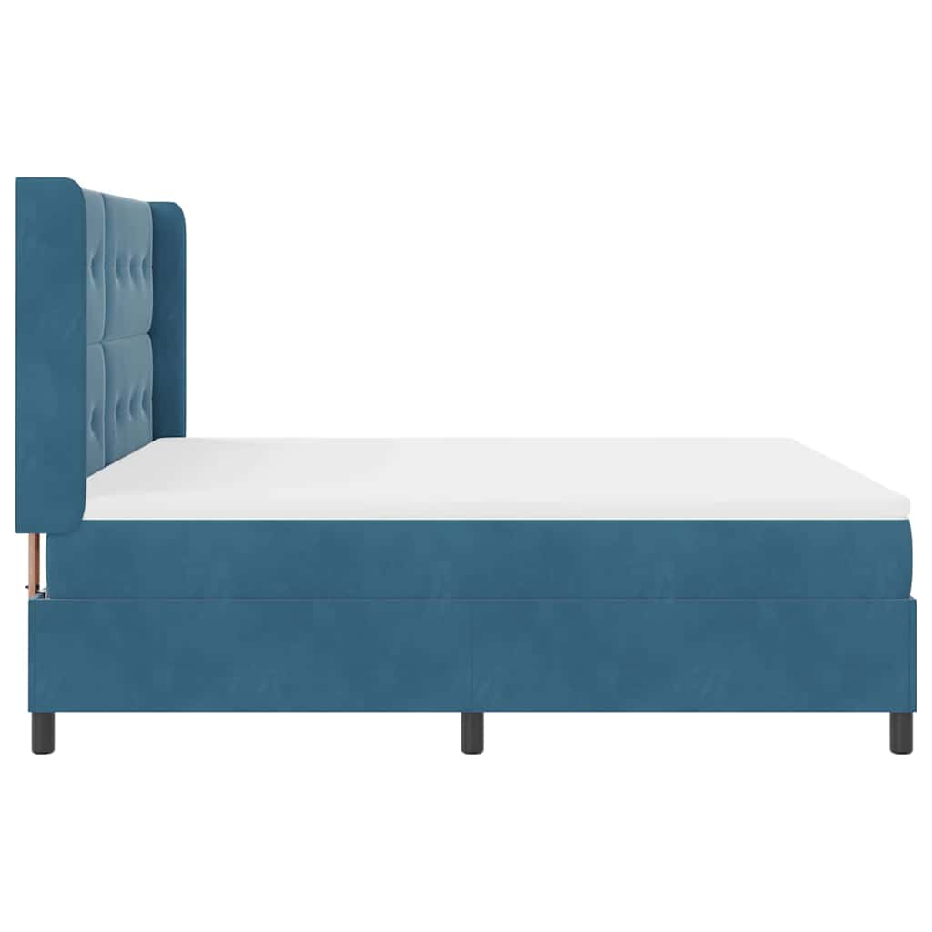 Box spring seng med hovedgærde Blå 180 x 200 cm Fløjl