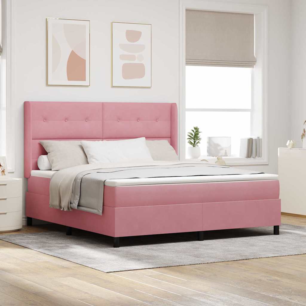 Box spring seng med hovedgærde Lyserød 180 x 200 cm Fløjl