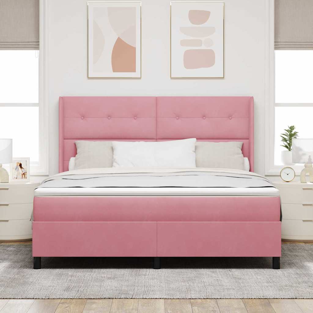 Box spring seng med hovedgærde Lyserød 180 x 200 cm Fløjl