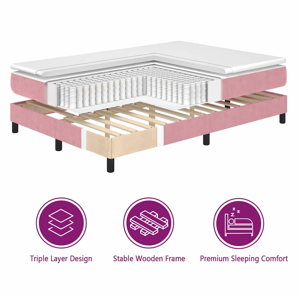 Box spring seng med hovedgærde Lyserød 180 x 200 cm Fløjl