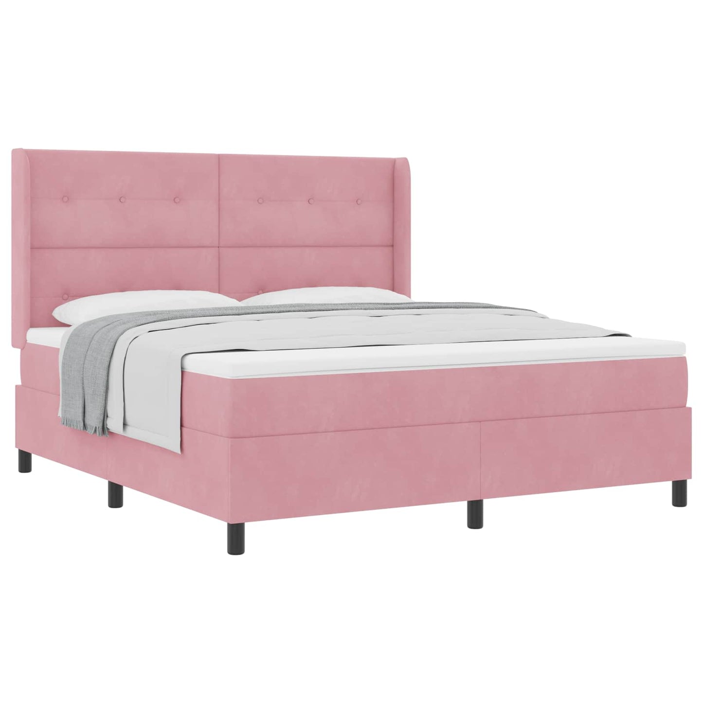 Box spring seng med hovedgærde Lyserød 180 x 200 cm Fløjl