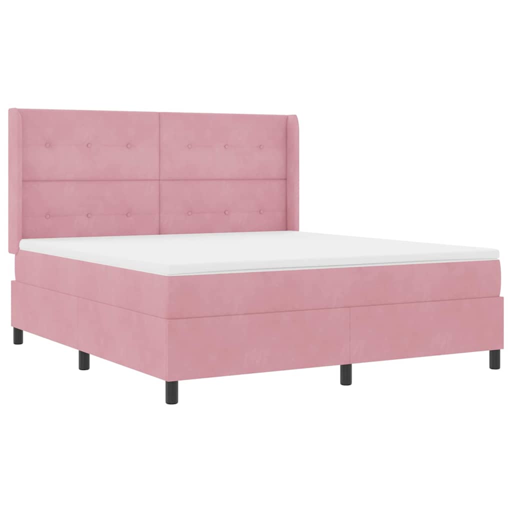 Box spring seng med hovedgærde Lyserød 180 x 200 cm Fløjl