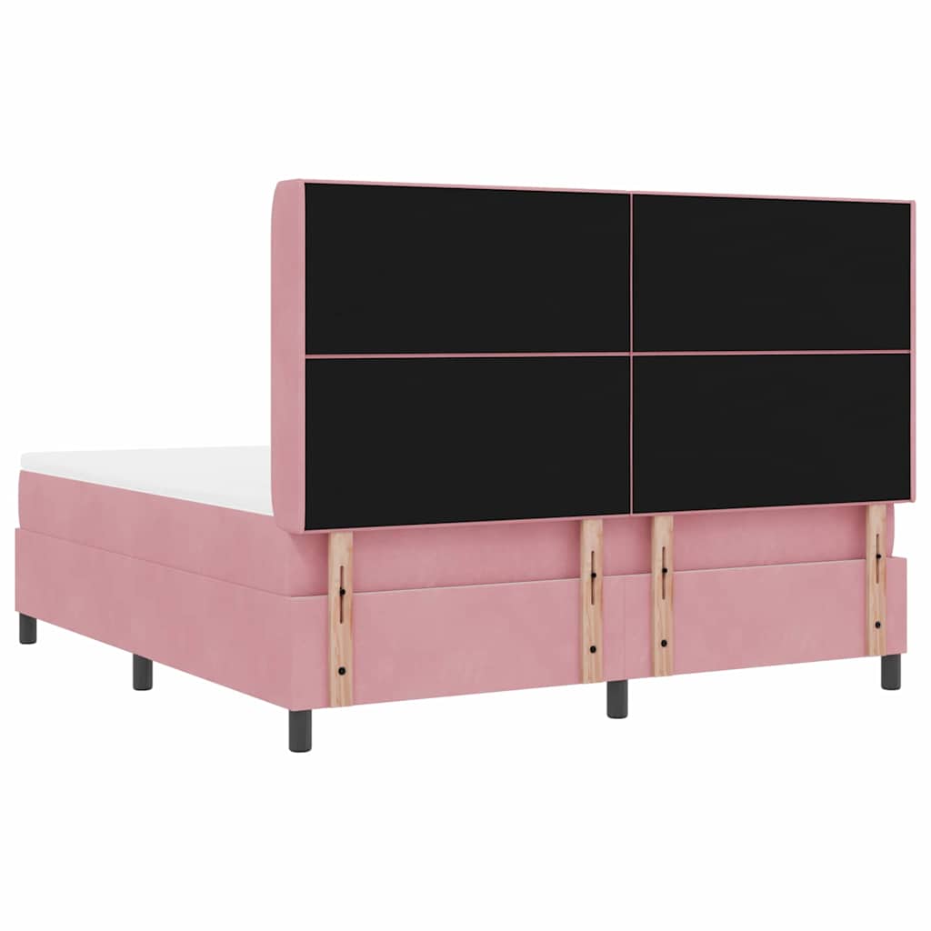Box spring seng med hovedgærde Lyserød 180 x 200 cm Fløjl
