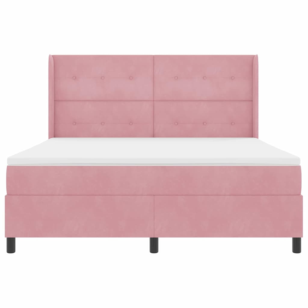 Box spring seng med hovedgærde Lyserød 180 x 200 cm Fløjl