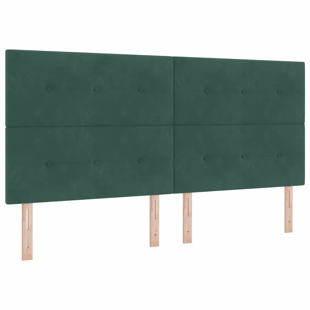 Box spring seng med hovedgærde Mørkegrøn 200 x 200 cm Fløjl