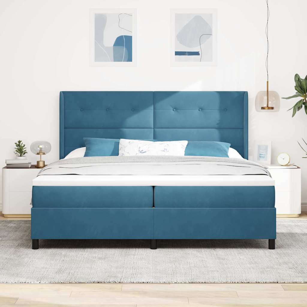 Box spring seng med hovedgærde Blå 100 x 200 cm Fløjl
