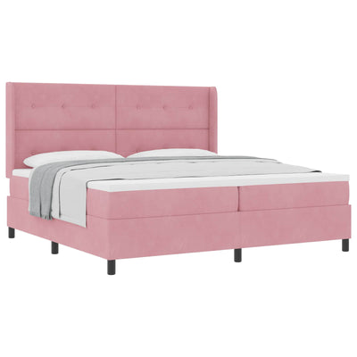 Box spring seng med hovedgærde Lyserød 200 x 200 cm Fløjl