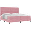 Box spring seng med hovedgærde Lyserød 200 x 200 cm Fløjl