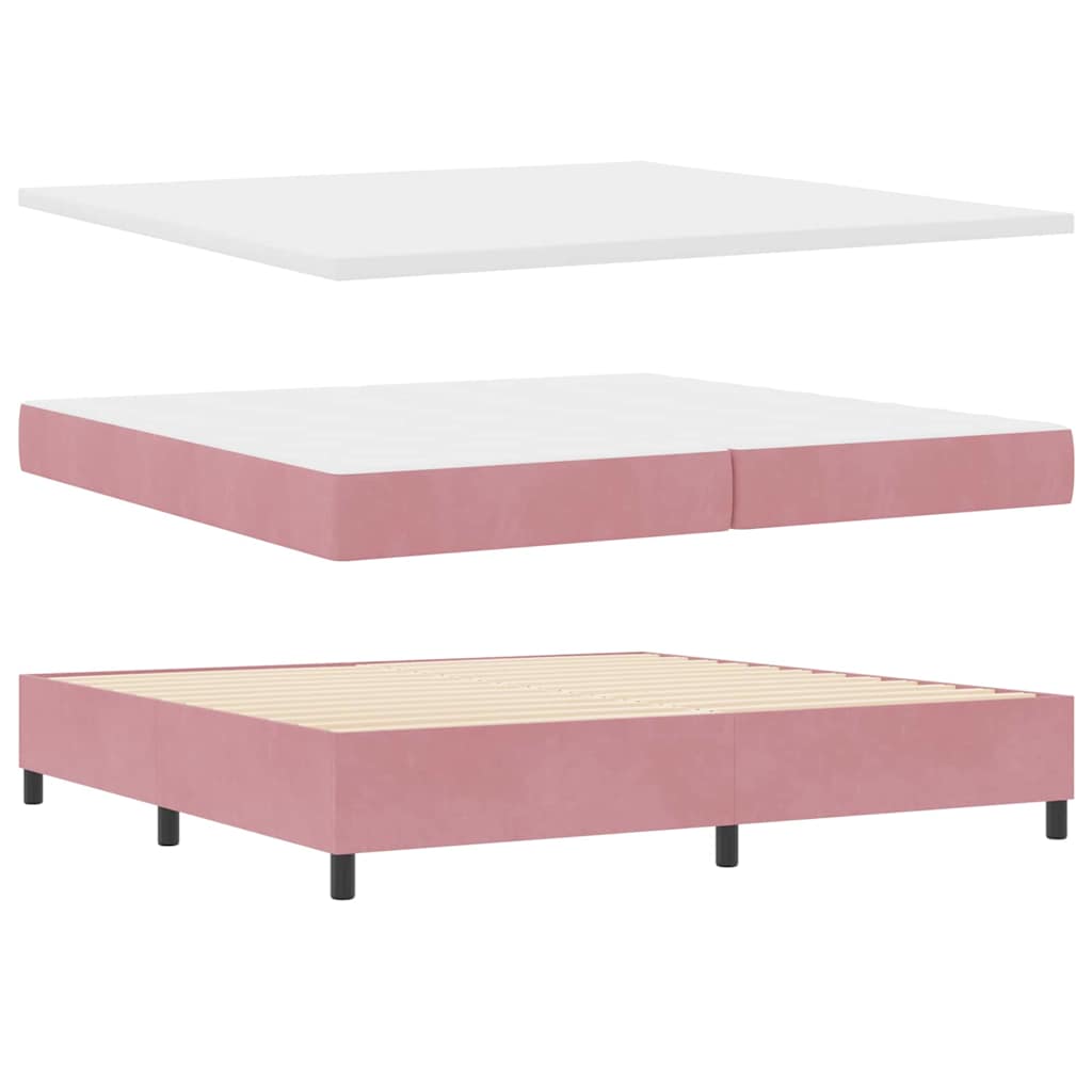 Box spring seng med hovedgærde Lyserød 200 x 200 cm Fløjl