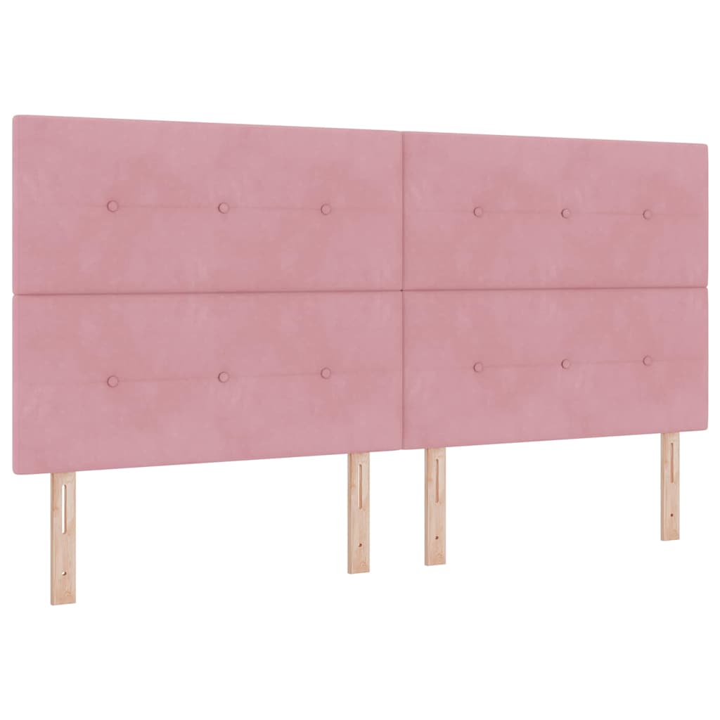 Box spring seng med hovedgærde Lyserød 200 x 200 cm Fløjl