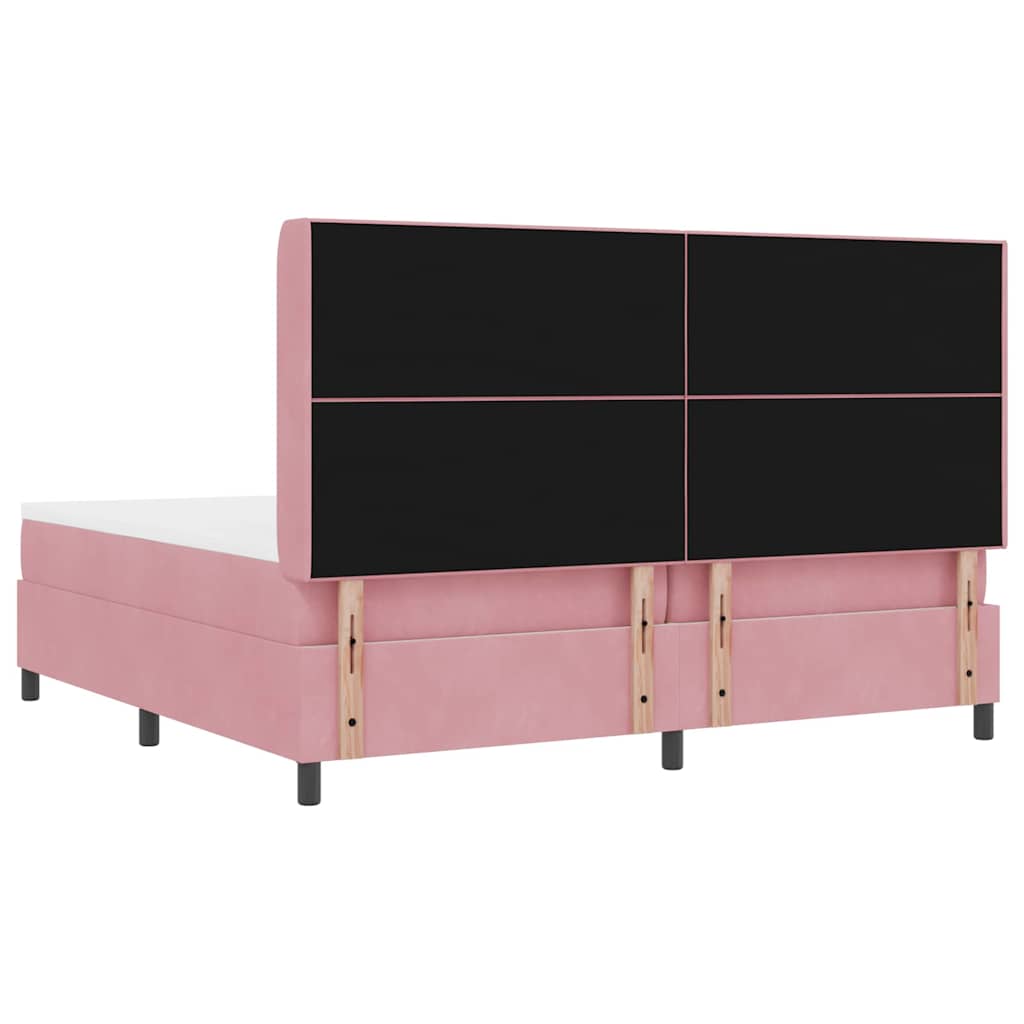 Box spring seng med hovedgærde Lyserød 200 x 200 cm Fløjl