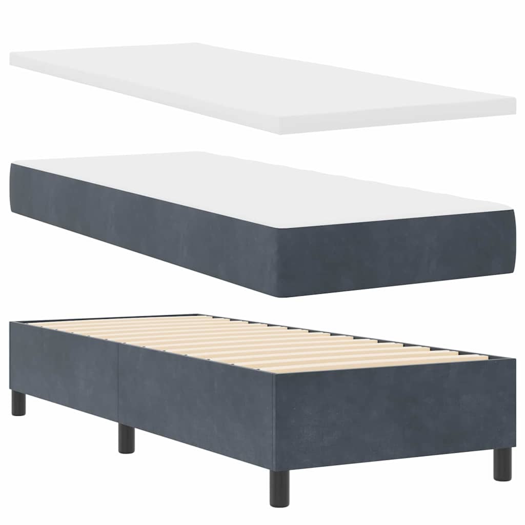 Box spring seng med hovedgærde Mørkegrå 80 x 200 cm Fløjl