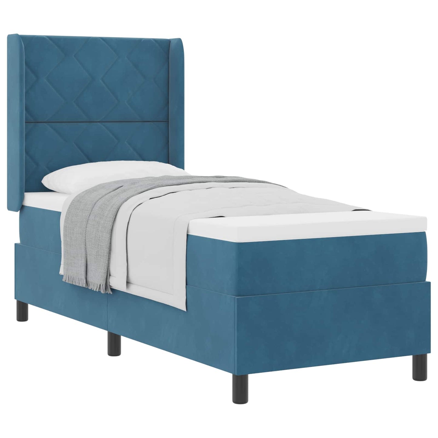 Box spring seng med hovedgærde Blå 80 x 200 cm Fløjl