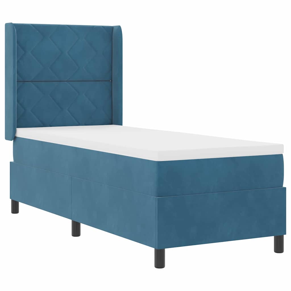 Box spring seng med hovedgærde Blå 80 x 200 cm Fløjl