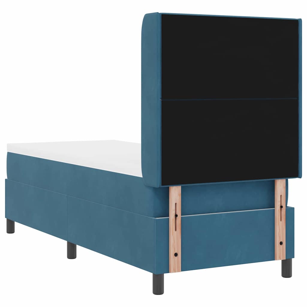 Box spring seng med hovedgærde Blå 80 x 200 cm Fløjl