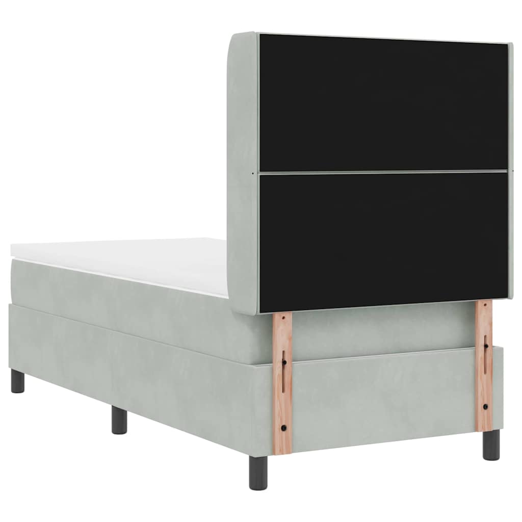 Box spring seng med hovedgærde Lysegrå 90 x 200 cm Fløjl