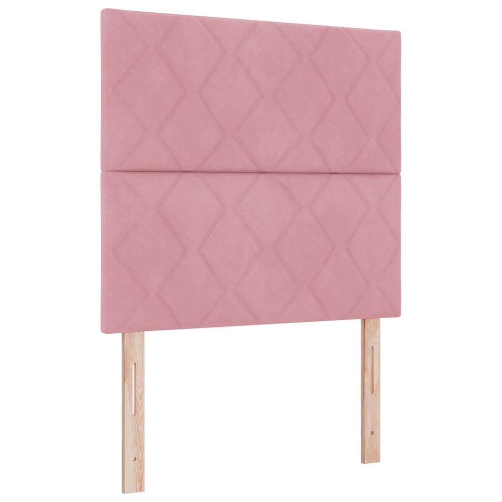Box spring seng med hovedgærde Lyserød 90 x 200 cm Fløjl