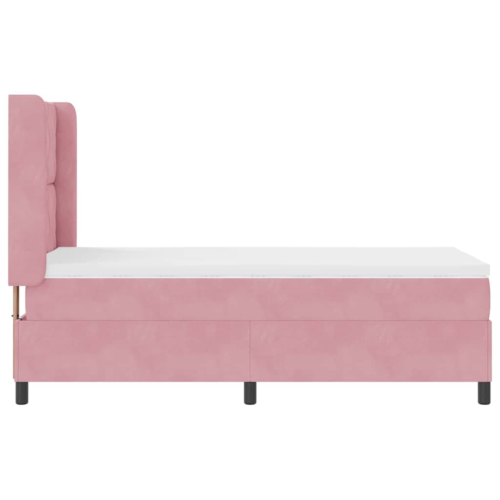 Box spring seng med hovedgærde Lyserød 90 x 200 cm Fløjl