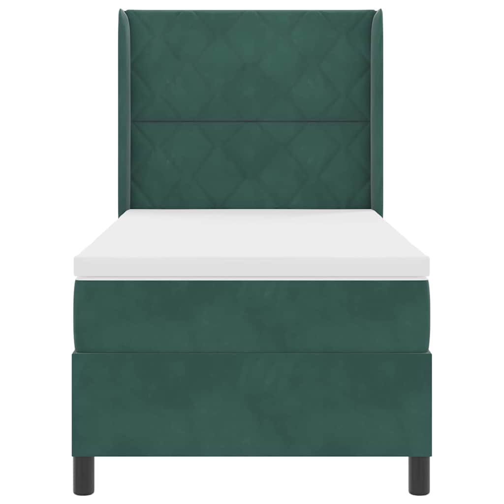 Box spring seng med hovedgærde Mørkegrøn 100 x 200 cm Fløjl