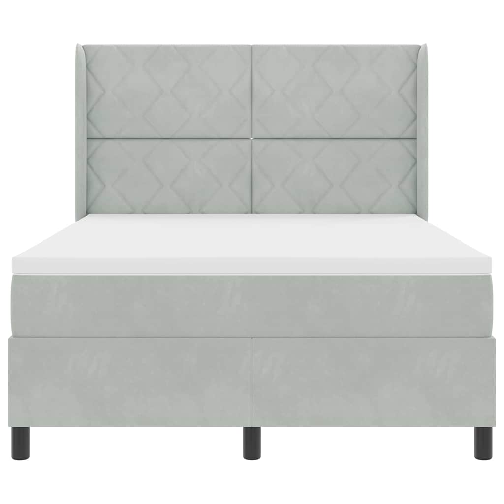 Box spring seng med hovedgærde Lysegrå 140 x 190 cm Fløjl