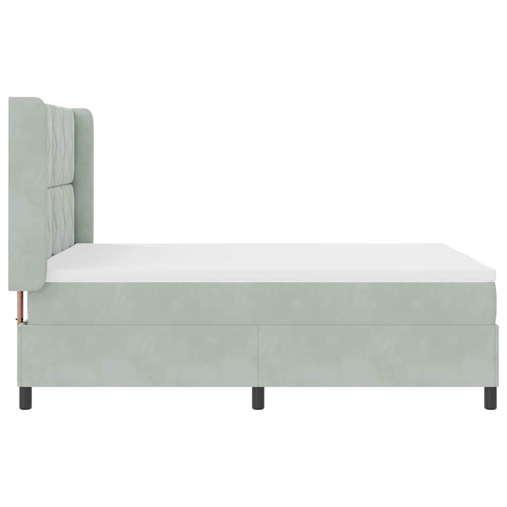 Box spring seng med hovedgærde Lysegrå 140 x 190 cm Fløjl