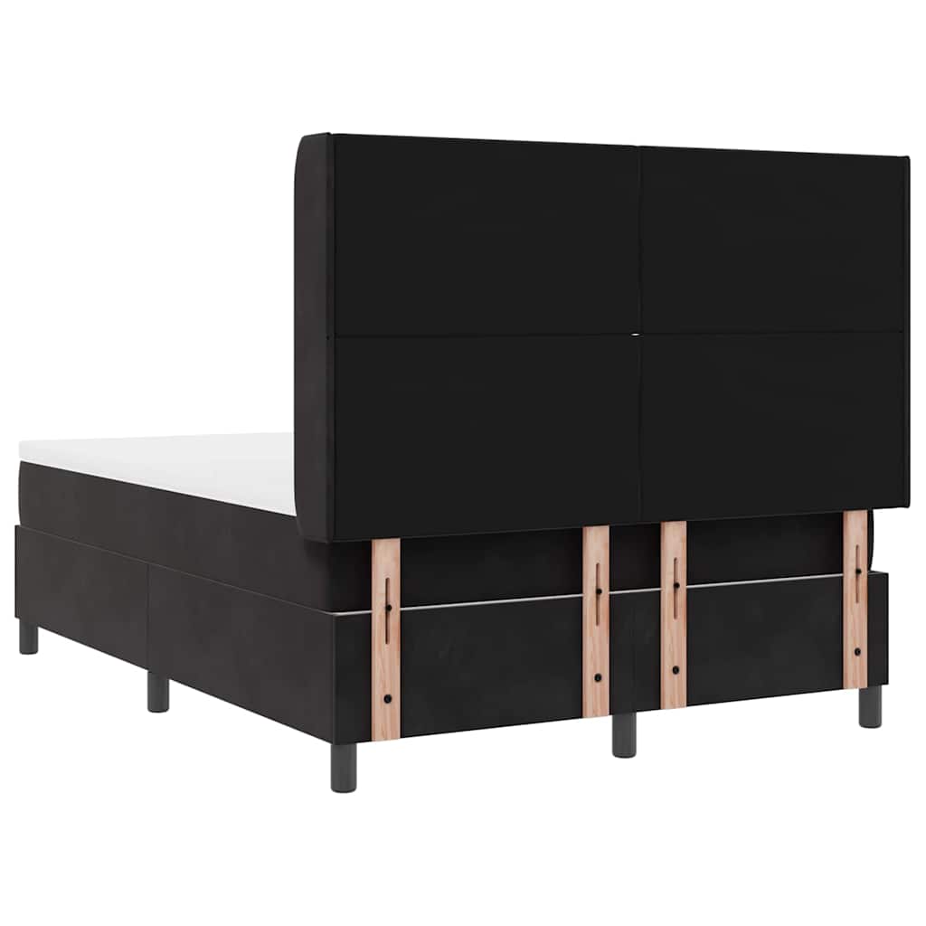 Box spring seng med hovedgærde Sort 140 x 190 cm Fløjl