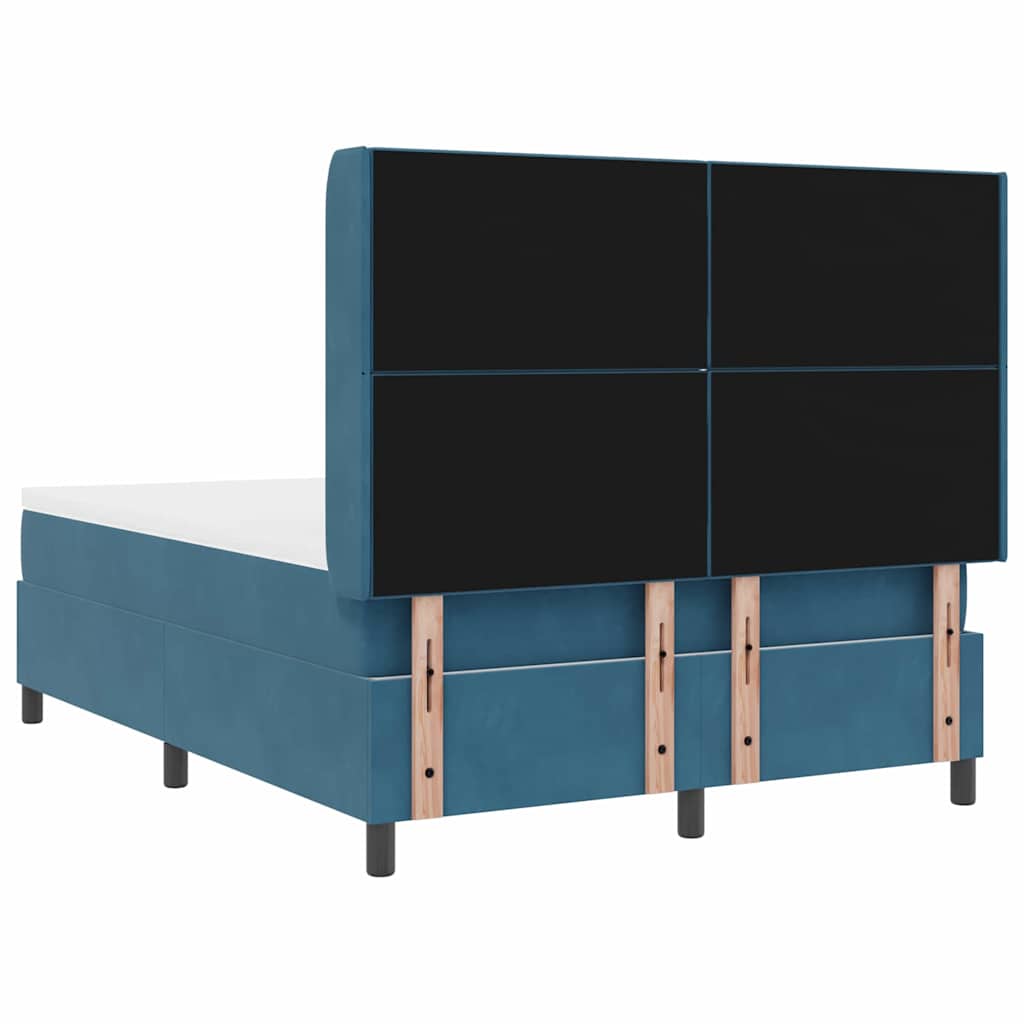 Box spring seng med hovedgærde Blå 140 x 190 cm Fløjl