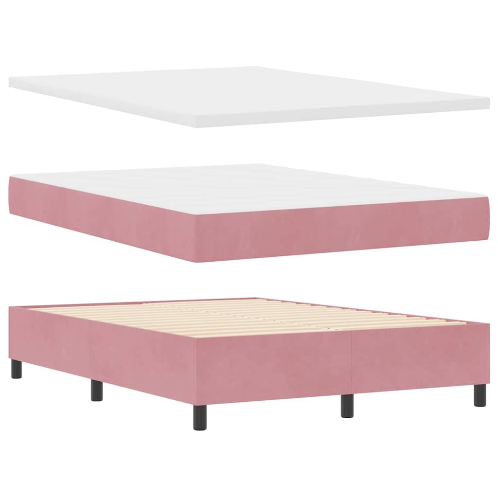 Box spring seng med hovedgærde Lyserød 140 x 190 cm Fløjl
