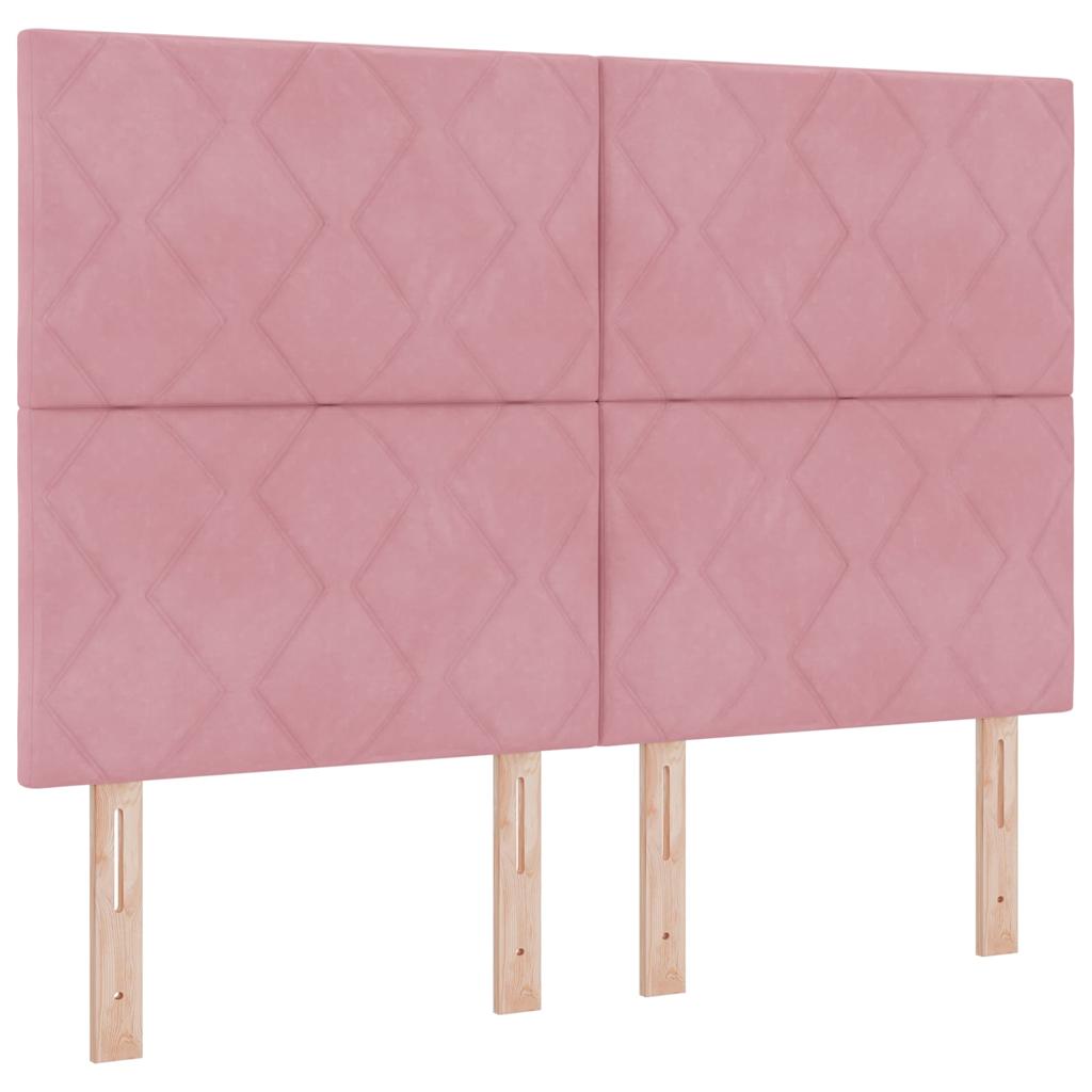 Box spring seng med hovedgærde Lyserød 140 x 190 cm Fløjl