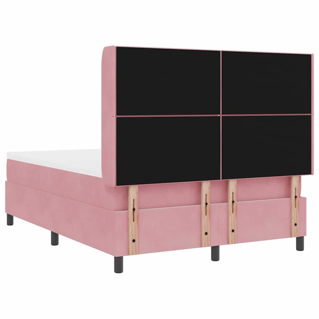 Box spring seng med hovedgærde Lyserød 140 x 190 cm Fløjl