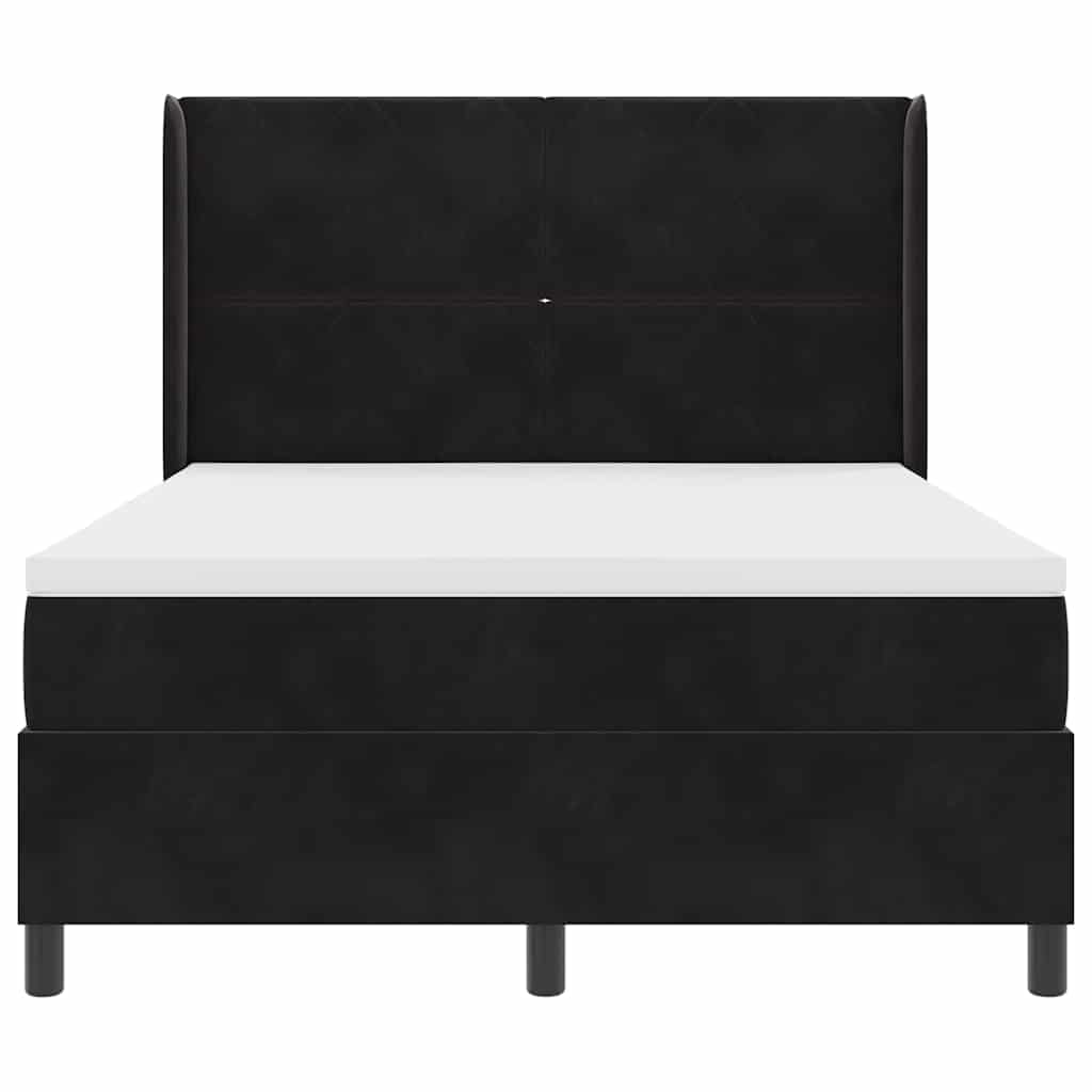 Box spring seng med hovedgærde Sort 140 x 200 cm Fløjl