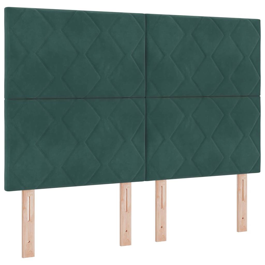 Box spring seng med hovedgærde Mørkegrøn 140 x 200 cm Fløjl