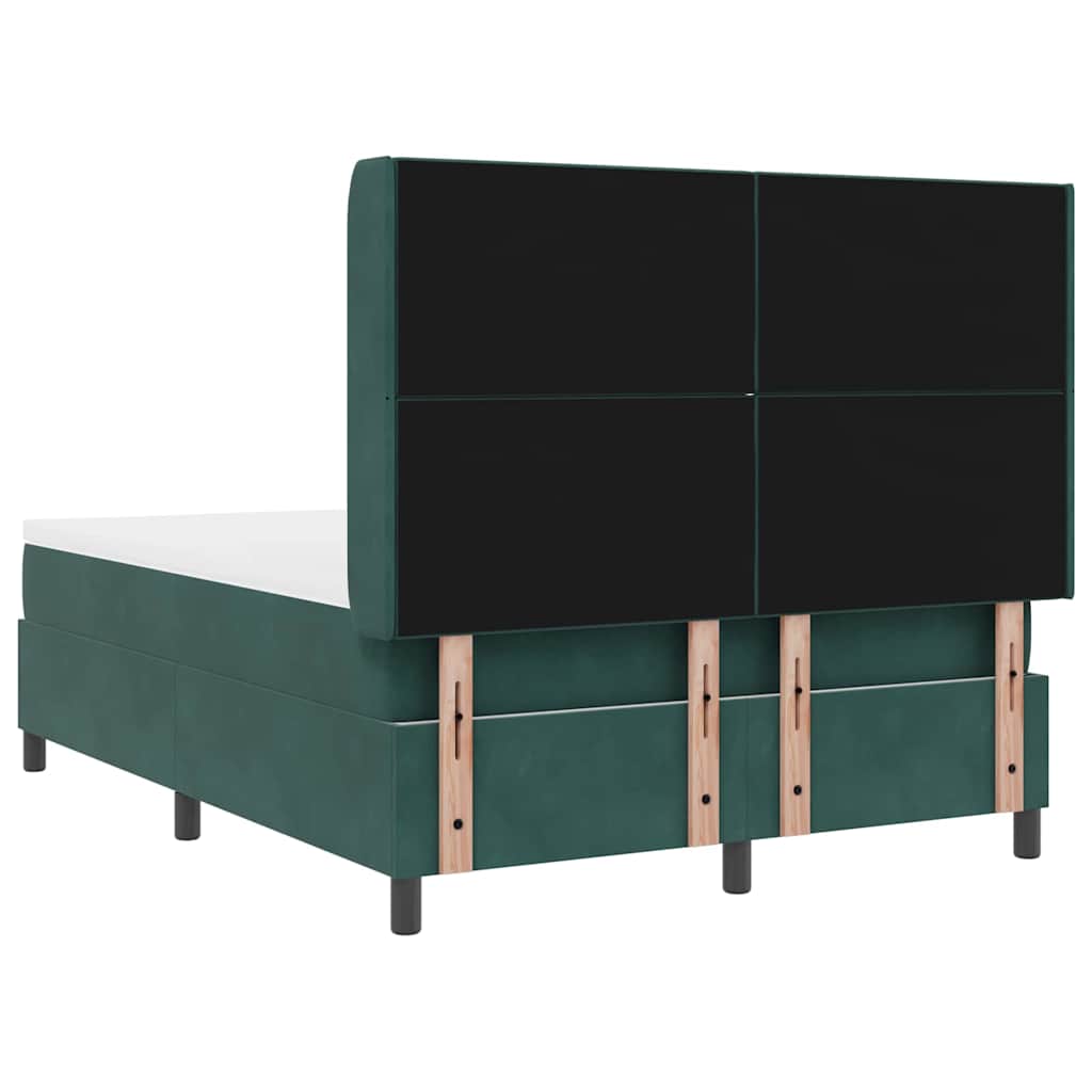 Box spring seng med hovedgærde Mørkegrøn 140 x 200 cm Fløjl