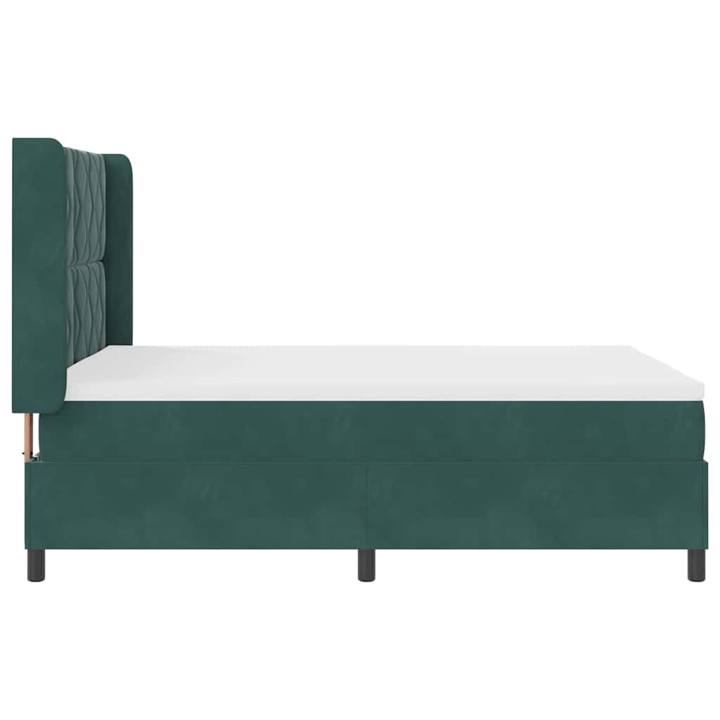 Box spring seng med hovedgærde Mørkegrøn 140 x 200 cm Fløjl
