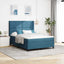 Box spring seng med hovedgærde Blå 160 x 200 cm Fløjl