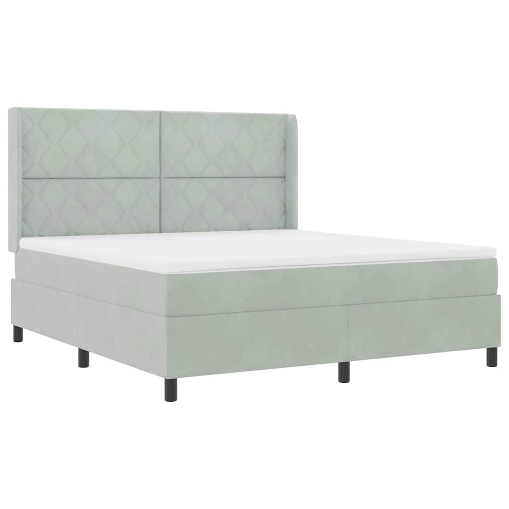Box spring seng med hovedgærde Lysegrå 180 x 200 cm Fløjl