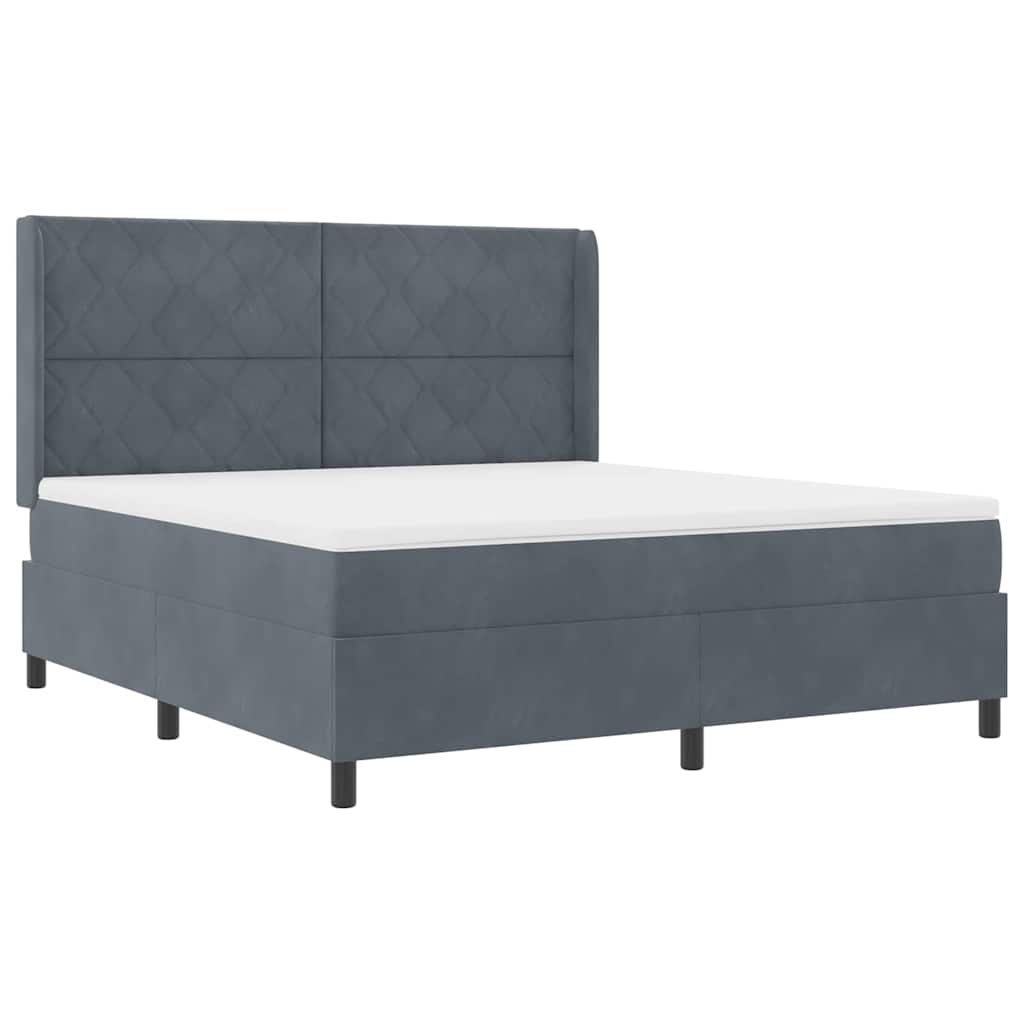 Box spring seng med hovedgærde Mørkegrå 180 x 200 cm Fløjl