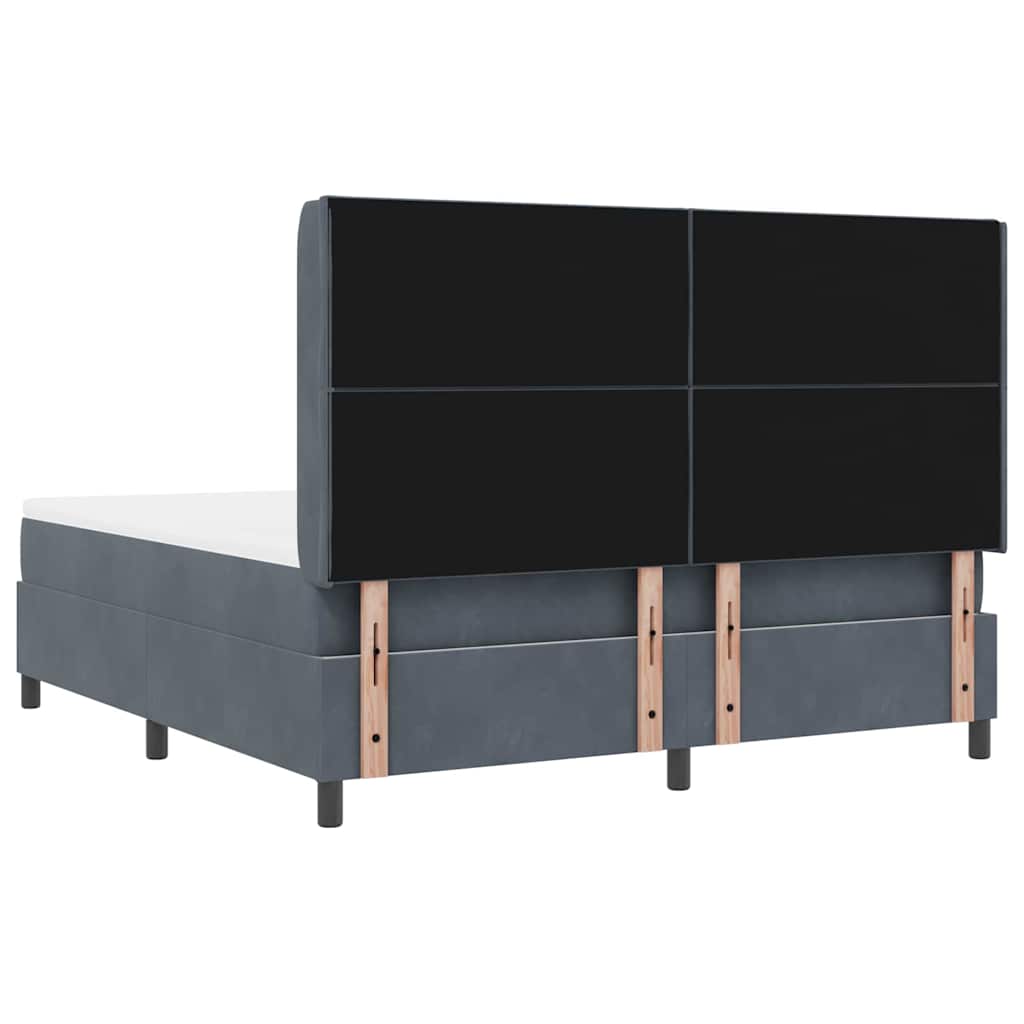 Box spring seng med hovedgærde Mørkegrå 180 x 200 cm Fløjl