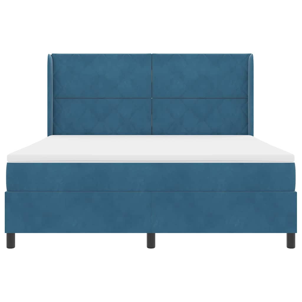 Box spring seng med hovedgærde Blå 180 x 200 cm Fløjl