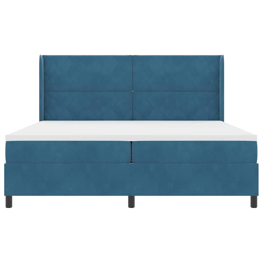 Box spring seng med hovedgærde Blå 200 x 200 cm Fløjl
