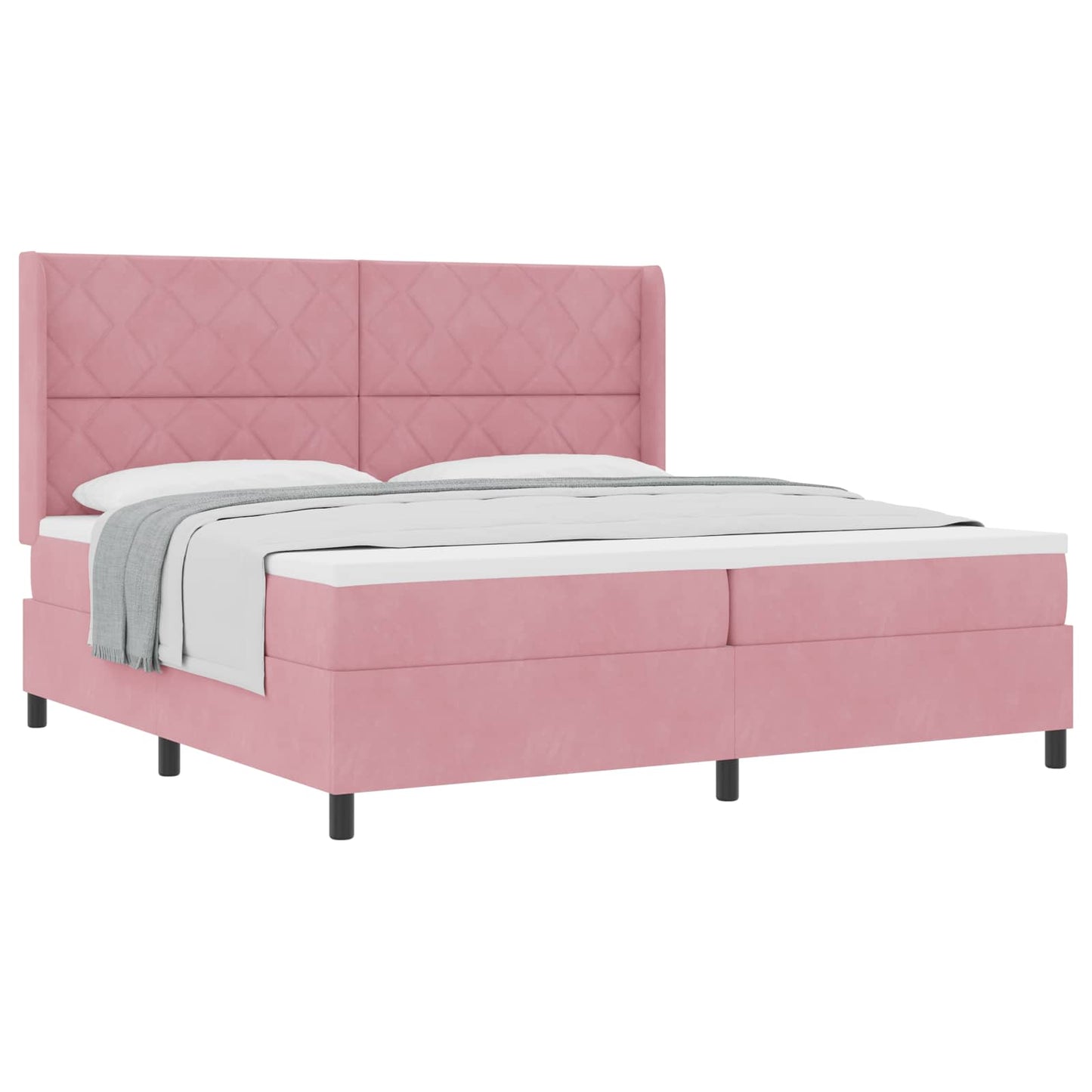 Box spring seng med hovedgærde Lyserød 200 x 200 cm Fløjl