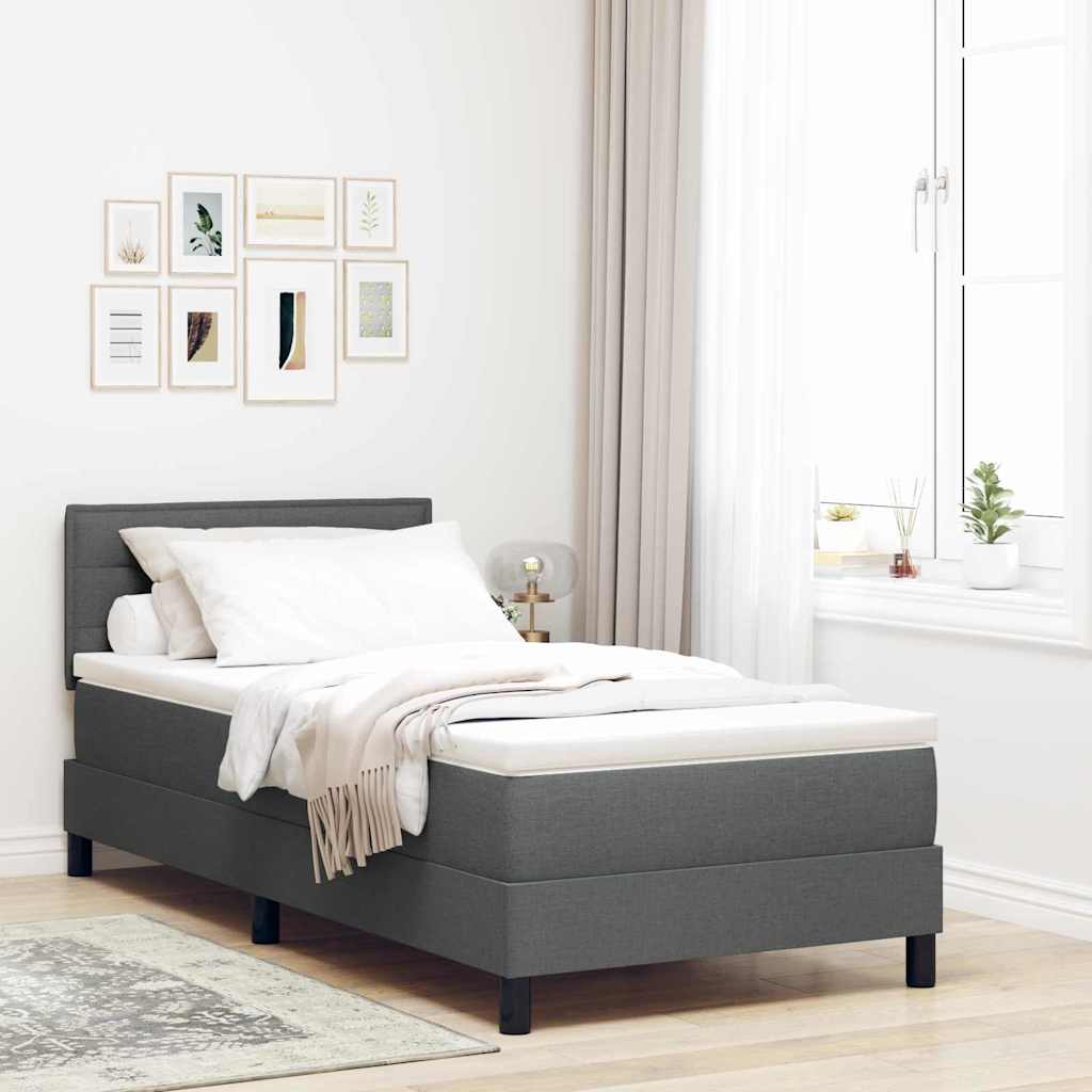 Box spring seng med pude Mørkegrå 80 x 200 cm Stof