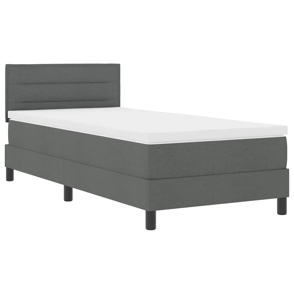 Box spring seng med pude Mørkegrå 80 x 200 cm Stof