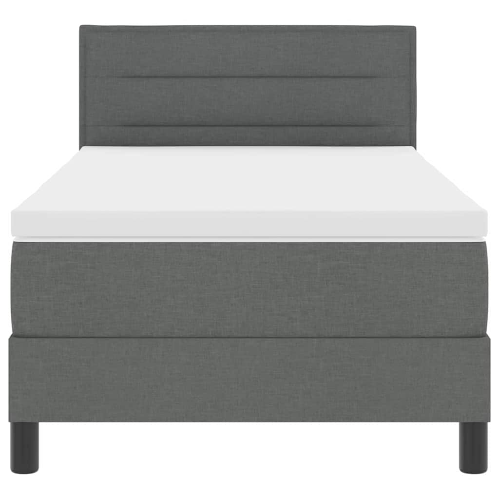 Box spring seng med pude Mørkegrå 80 x 200 cm Stof