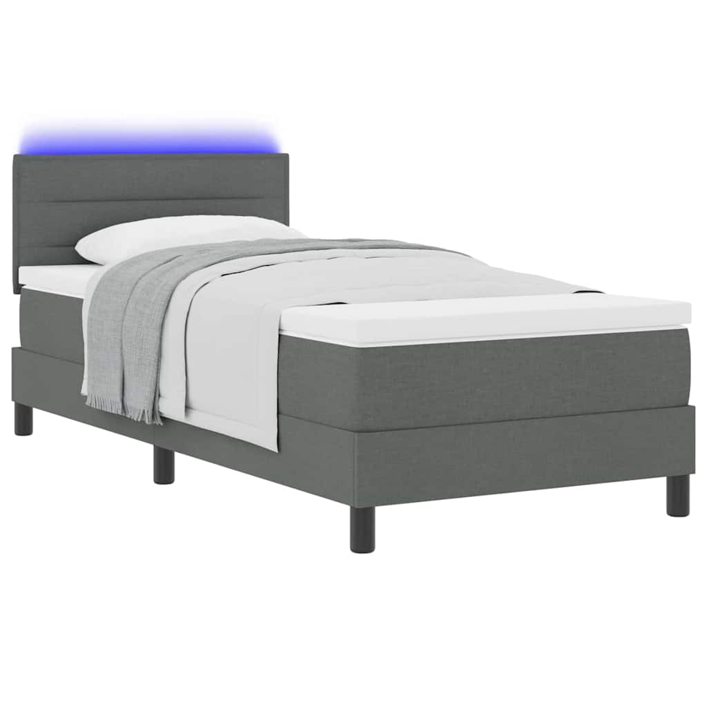Box spring seng med pude Mørkegrå 80 x 200 cm Stof