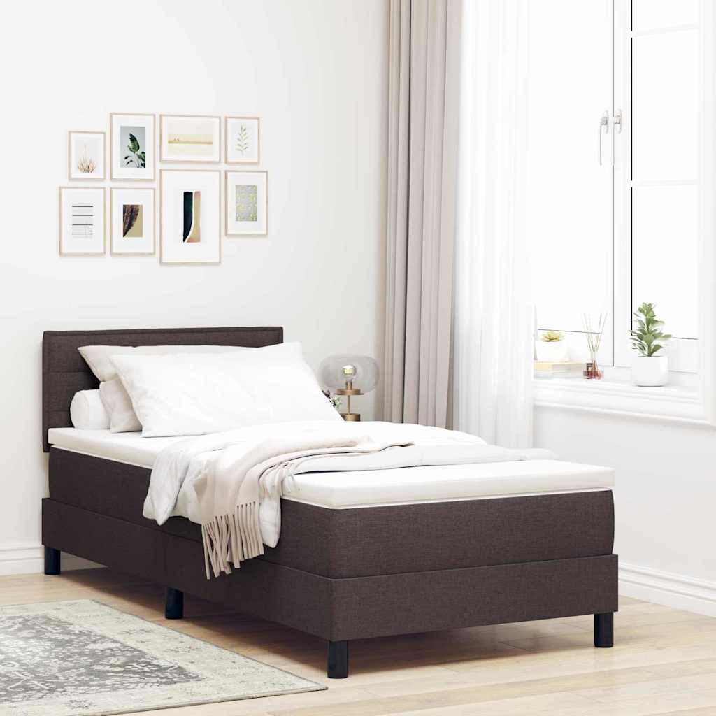 Box spring seng med LED-lysstrimler Mørk Brun 80 x 200 cm Stof