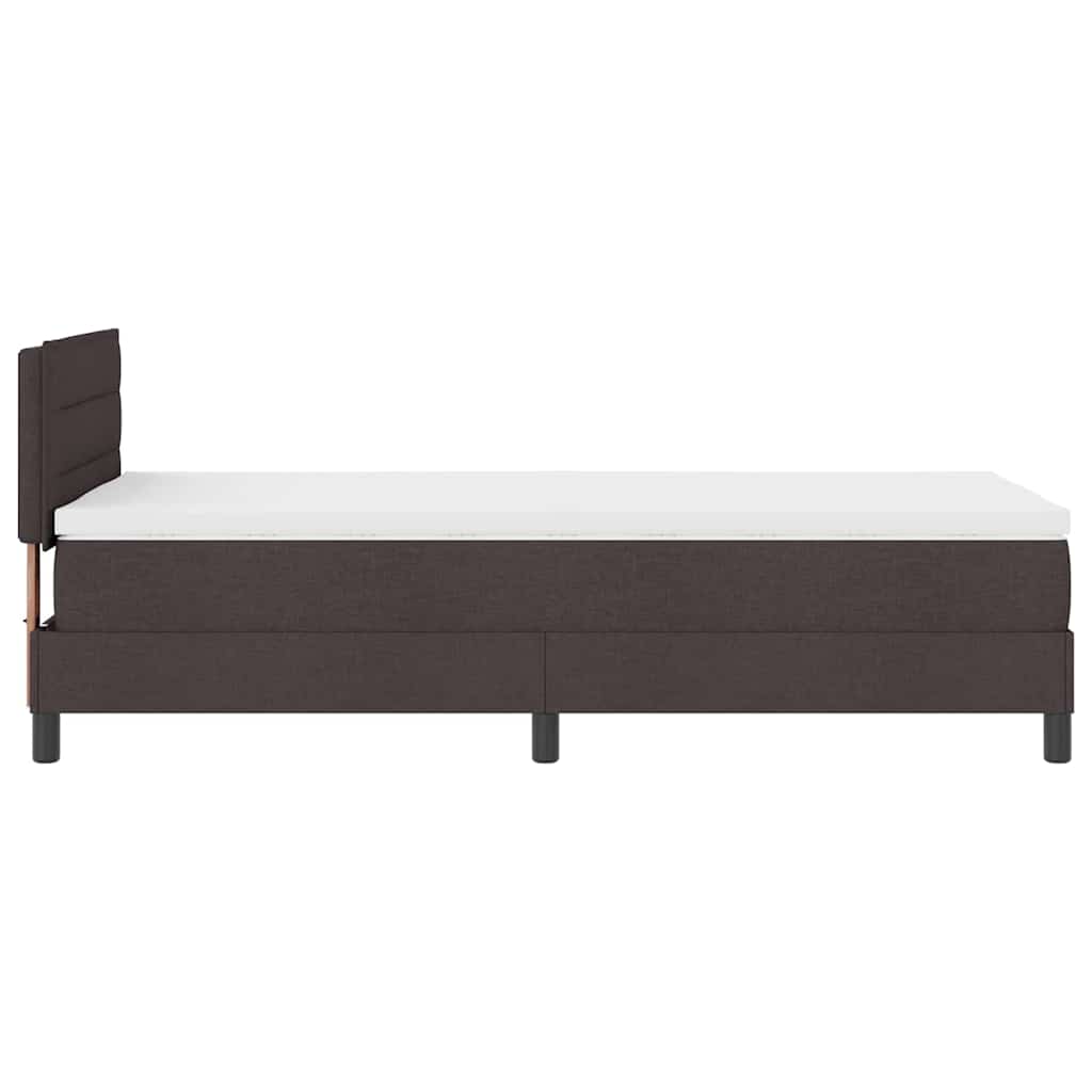Box spring seng med LED-lysstrimler Mørk Brun 80 x 200 cm Stof