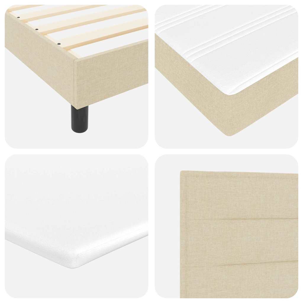 Box spring seng med LED-lysstrimler Creme 80 x 200 cm Stof
