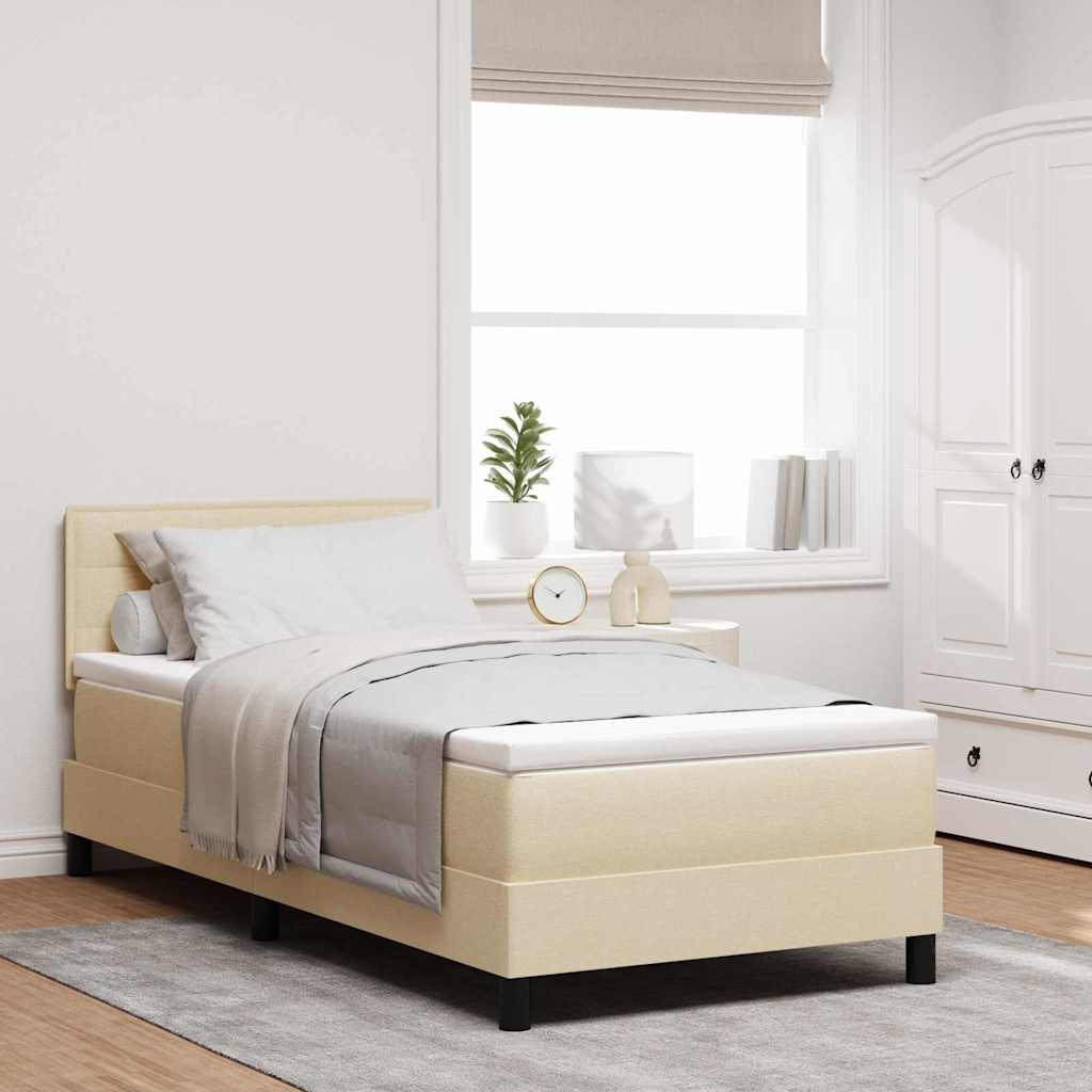 Box spring seng med LED-lysstrimler Creme 80 x 200 cm Stof
